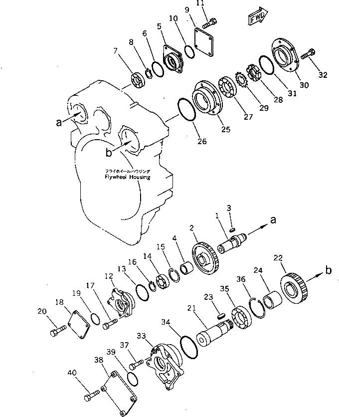 Komatsu parts book diagram for 6D125-1J S/N 10001-UP: POWER TAKE OFF (2/2)