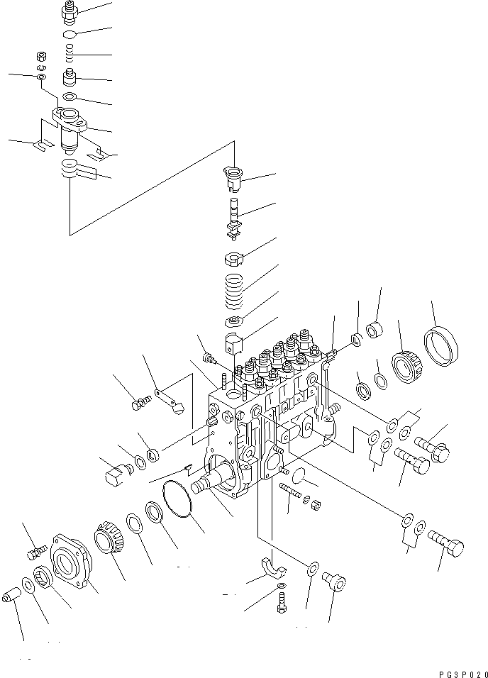 Komatsu parts book diagram for 6D125-1J S/N 10001-UP: FUEL INJECTION PUMP (PUMP)(#14922-)