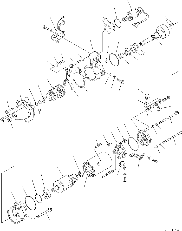Komatsu parts book diagram for 6D125-1J S/N 10001-UP: STARTING MOTOR (11KW)(#10594-35447)