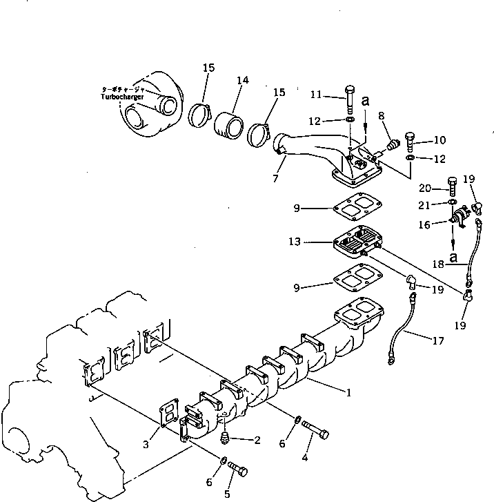 Engines Komatsu / 6D125-1K S/N 10001-UP(6d125-ic) / AIR INTAKE MANIFOLD AND CONNECTION (WITH TURBOCHARGER)(030050 : 0132)