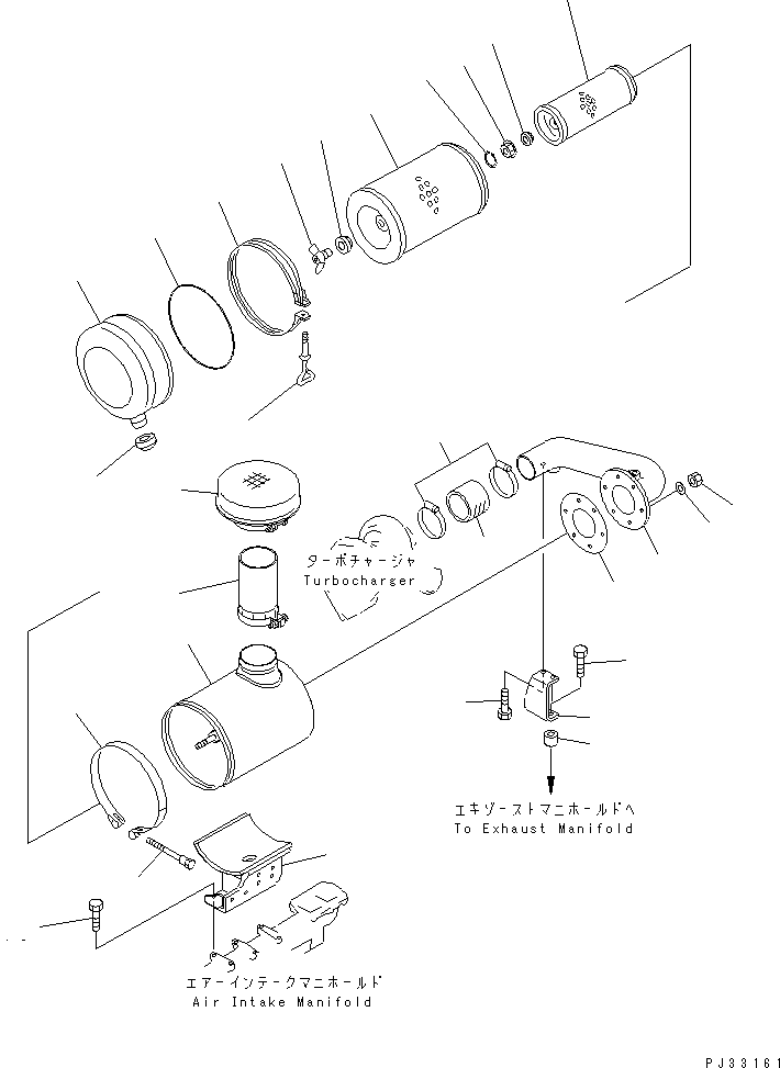 Engines Komatsu / 6D125-1K S/N 10001-UP(6d125-ic) / AIR CLEANER AND MONTING (WITH TURBOCHARGER)(030080 : 0142)