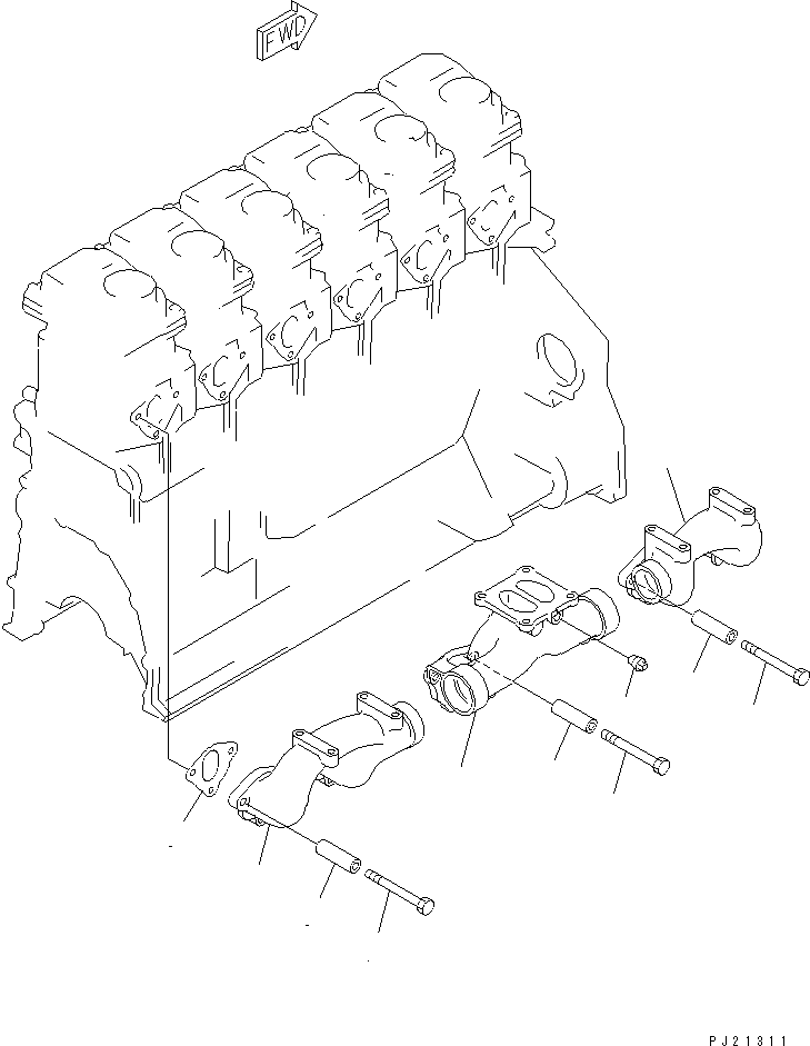Engines Komatsu / 6D125-1Z S/N 19761-UP(6d125-jc) / EXHAUST MANIFOLD(030100 : 0151)