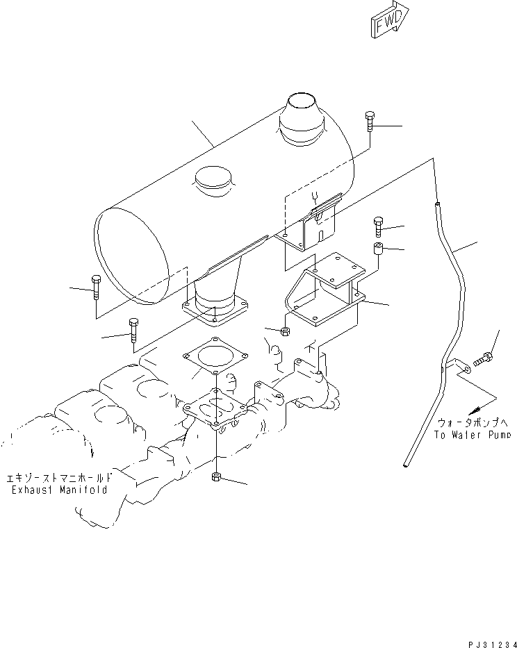 Engines Komatsu / 6D125-1Z S/N 19761-UP(6d125-jc) / MUFFLER AND MOUNTING(030130 : 0161)