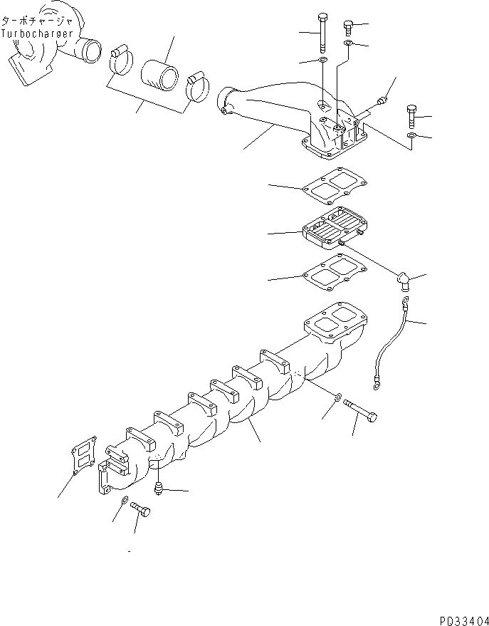 Engines Komatsu / 6D125-1AB S/N 10276-UP(6d125-kc) / AIR INTAKE MANIFOLD AND CONNECTION (HIGH ALTITUDE SPEC.)(030060 : 0132)