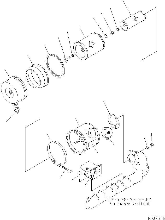 Engines Komatsu / 6D125-1AB S/N 10276-UP(6d125-kc) / AIR CLEANER AND MOUNTING(#24453-)(030070 : 0144)