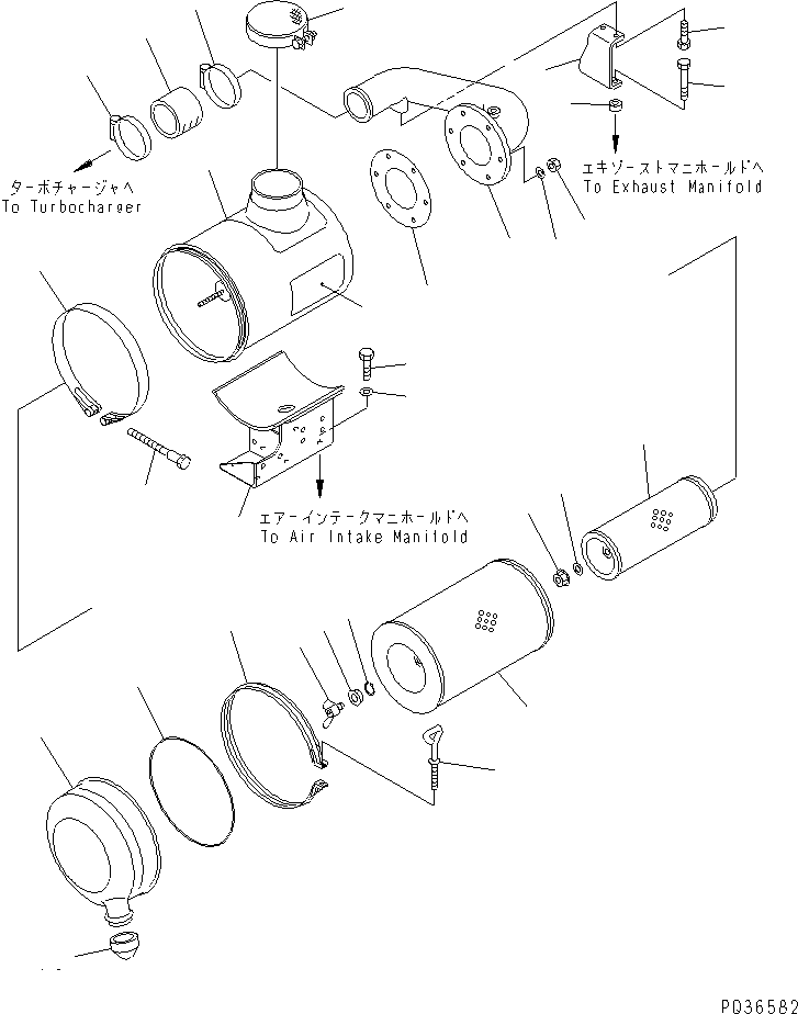Engines Komatsu / 6D125-1AB S/N 10276-UP(6d125-kc) / AIR CLEANER AND MOUNTING (HIGHALTITUDE SPEC.)(#24453-)(030080 : 0145)