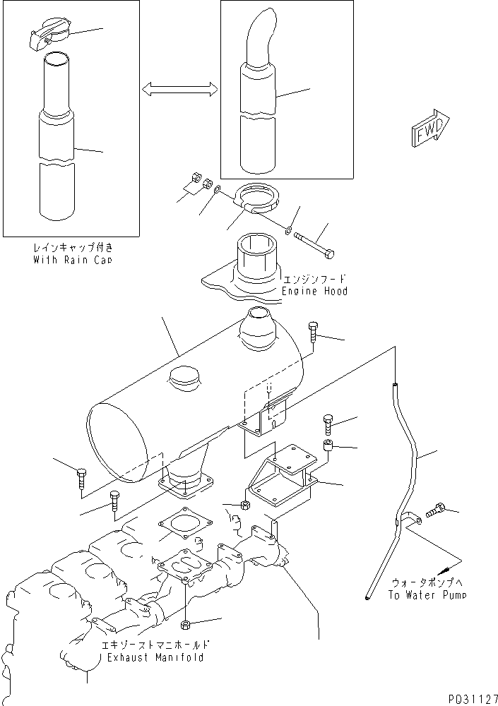 Engines Komatsu / 6D125-1AB S/N 10276-UP(6d125-kc) / MUFFLER AND MOUNTING(030120 : 0161)