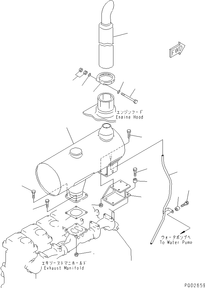 Engines Komatsu / 6D125-1AB-N S/N 47990-UP(6d125-mc) / MUFFLER(030120 : A1610-A3C4)