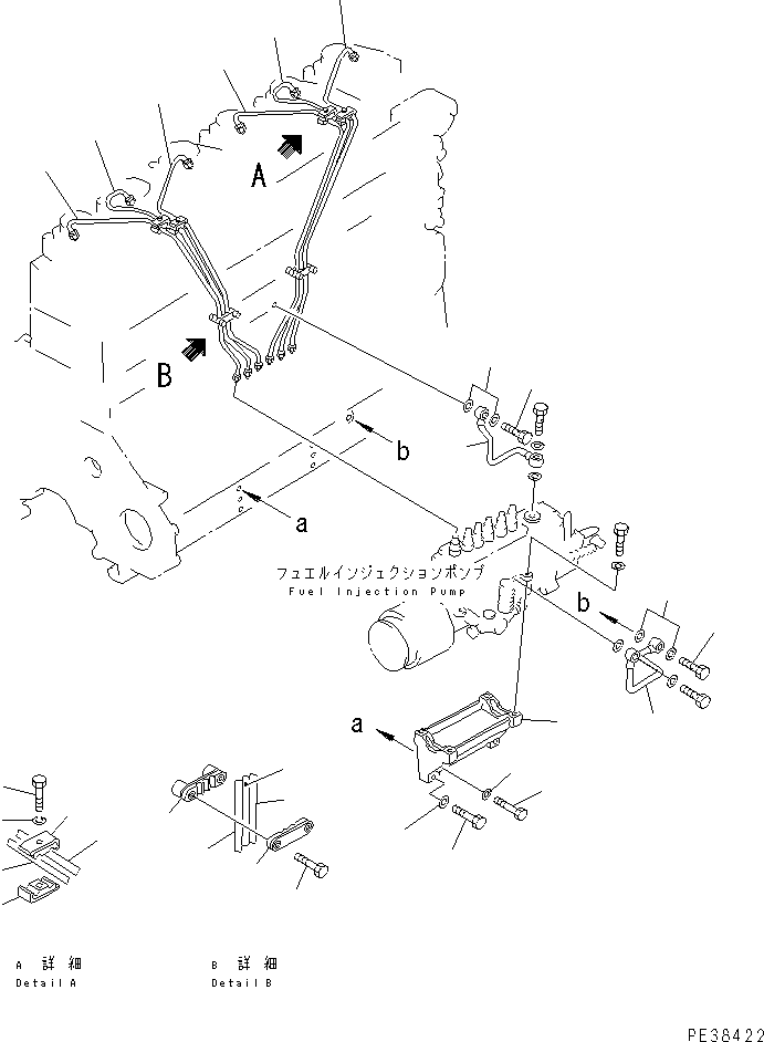 Engines Komatsu / 6D125-1AB-N S/N 47990-UP(6d125-mc) / FUEL INJECTION PUMP PIPING (HIGH ALTITUDE SPEC.)(030690 : A4030-A3A6)