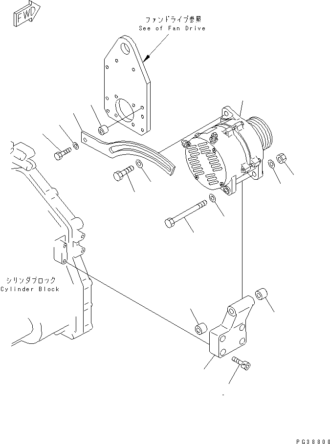 Engines Komatsu / 6D125-1AB-N S/N 47990-UP(6d125-mc) / ALTERNATOR MOUNTING (50A)(030840 : A6010-A3E5)