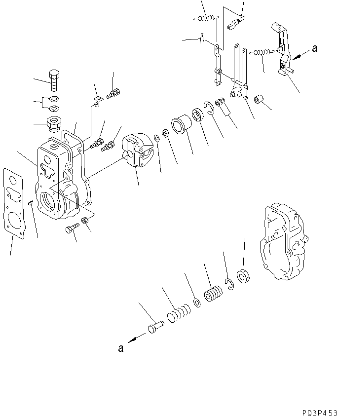 Komatsu parts book diagram for 6D125-1A-EA S/N 10001-UP: FUEL INJECTION PUMP (GOVERNOR) (1/2) (INNER PARTS)(#37408-)