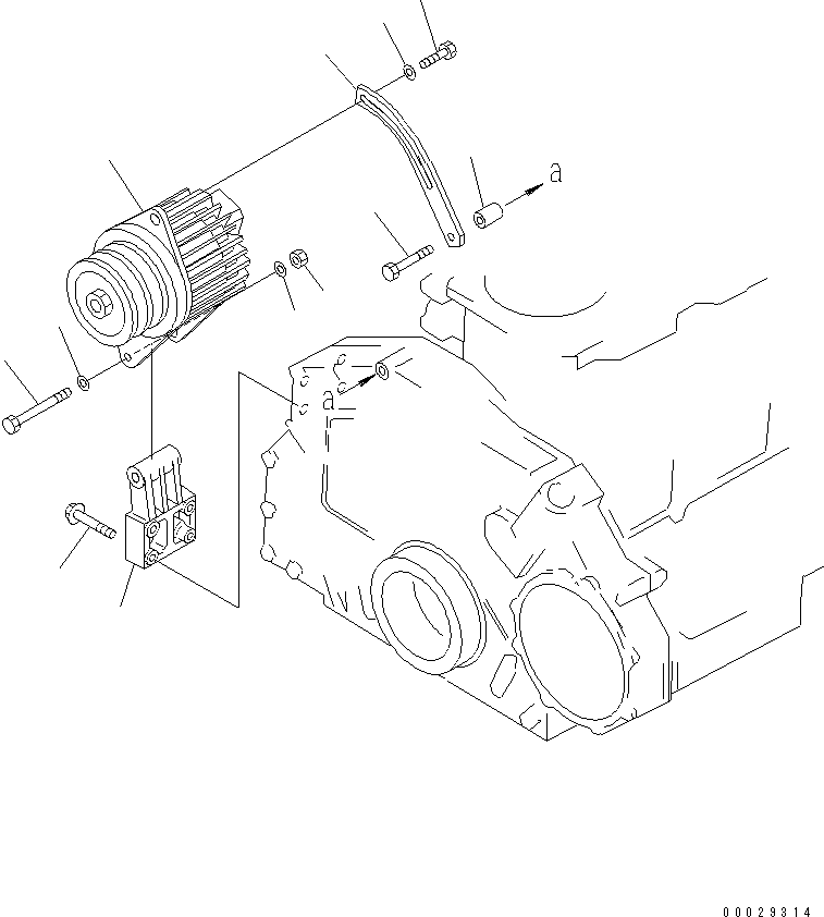 Komatsu parts book diagram for 6D125-1A-EA S/N 10001-UP: ALTERNATOR MOUNTING (13A)(#21786-)