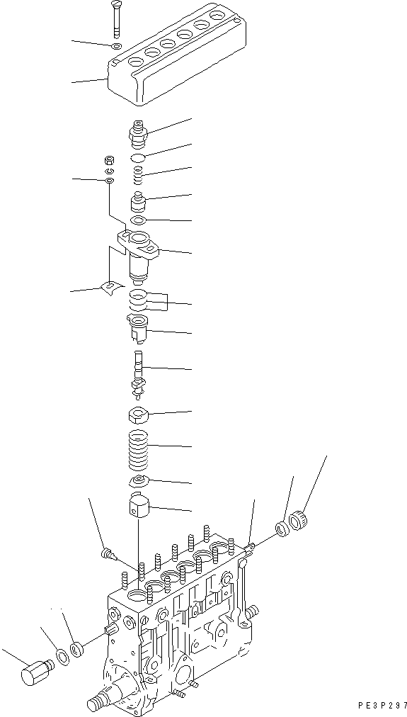 Komatsu parts book diagram for 6D125-1B-EL S/N 10001-UP: FUEL INJECTION PUMP (PUMP) (2/2) (INNER PARTS)