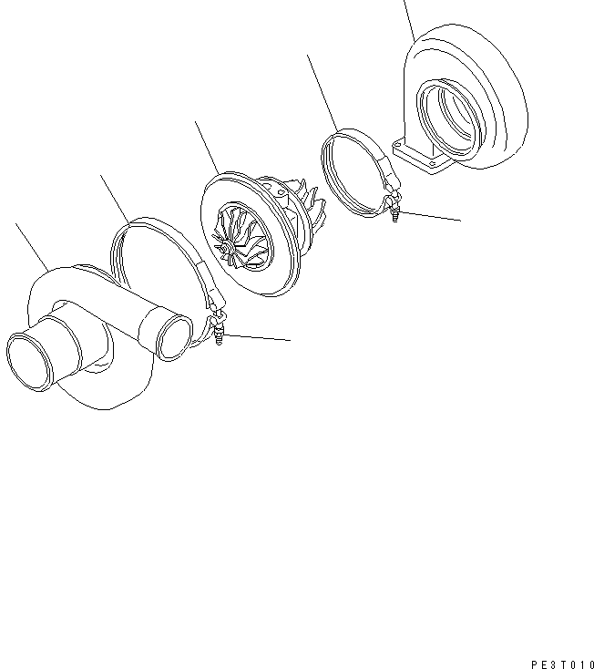 Komatsu parts book diagram for 6D125-1J-EA S/N 10001-UP: TURBOCHARGER (INNER PARTS)(#19631-)
