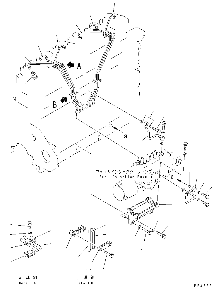 Engines Komatsu / 6D125E-2D-5 S/N 60721-UP(6d125e4c) / FUEL INJECTION PUMP PIPING(#61779-)(030670 : A4030-A3C7)