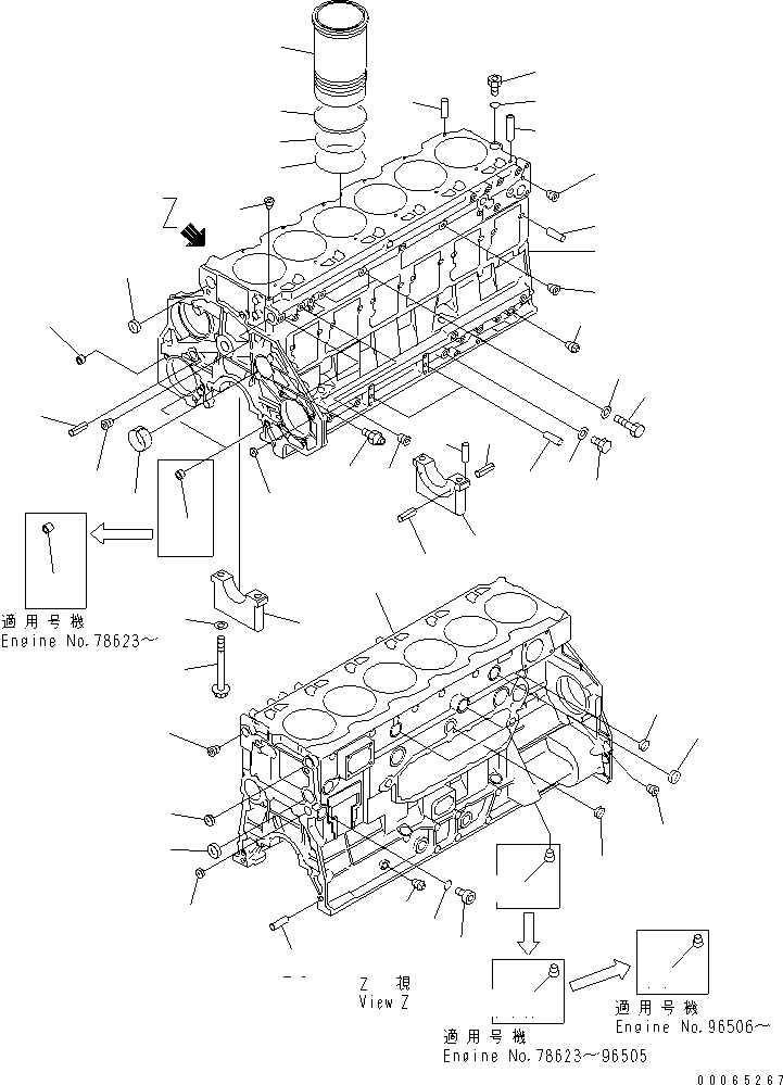Engines Komatsu / 6D125E-2H-5 S/N 60721-UP(6d125e6c) / CYLINDER BLOCK(#76796-)(030250 : A2010-A3B6)