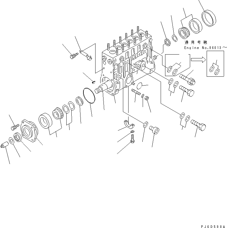 Engines Komatsu / 6D125E-2H-5 S/N 60721-UP(6d125e6c) / FUEL INJECTION PUMP (PUMP) (1/2) (INNER PARTS)(#64065-)(030580 : A4010-B3L1)