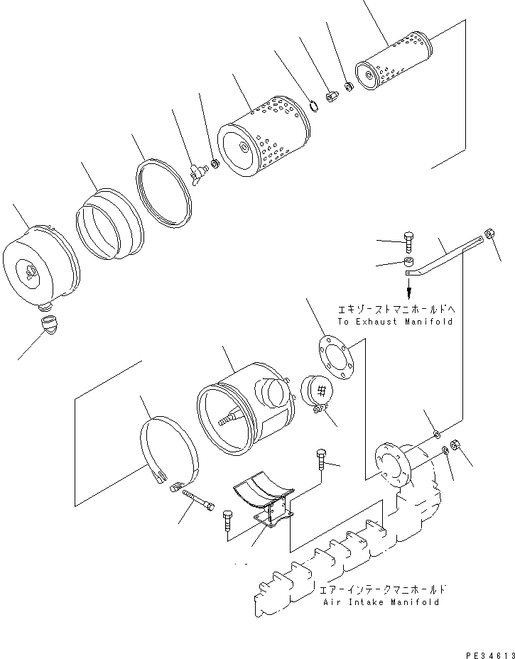 Engines Komatsu / 6D125E-2F-5 S/N 60721-UP(6d125e7r) / AIR CLEANER (WITH SCREEN CAP)(#64065-)(030090 : A1410-A3A7)