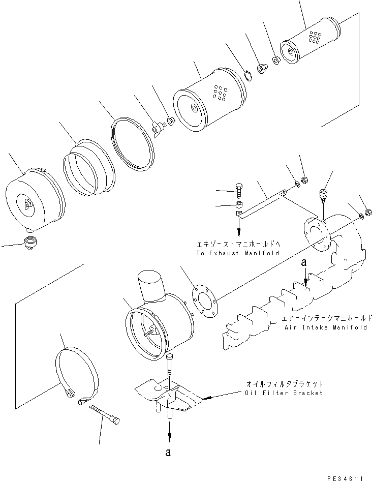 Engines Komatsu / 6D125E-2A-5 S/N 60721-UP(6d125e9r) / AIR CLEANER(#61779-)(030080 : A1410-A3A1)