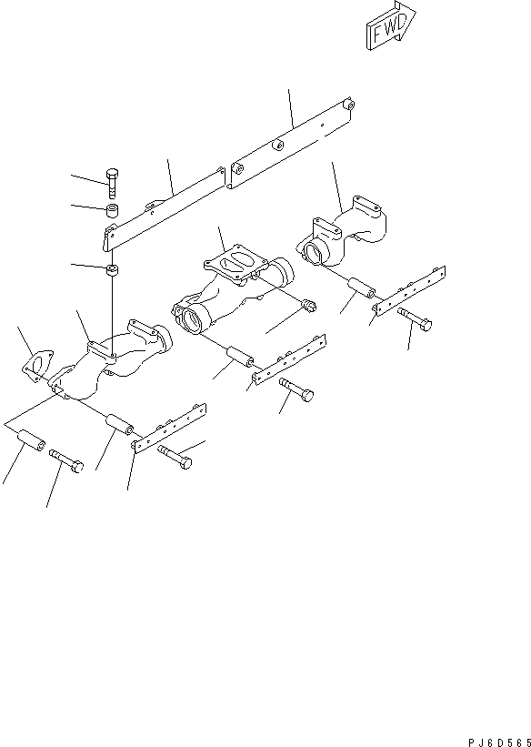 Engines Komatsu / 6D125E-2A-5 S/N 60721-UP(6d125e9r) / EXHAUST MANIFOLD (EXTREME COLD TERRAIN SPEC.)(#78098-)(030150 : A1510-A3E1)