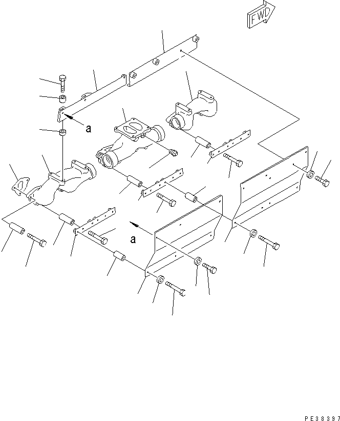 Engines Komatsu / 6D125E-2A-5 S/N 60721-UP(6d125e9r) / EXHAUST MANIFOLD (WITH SAFETY COVER) (FOR JAPAN)(#79153-)(030160 : A1510-A3E7)