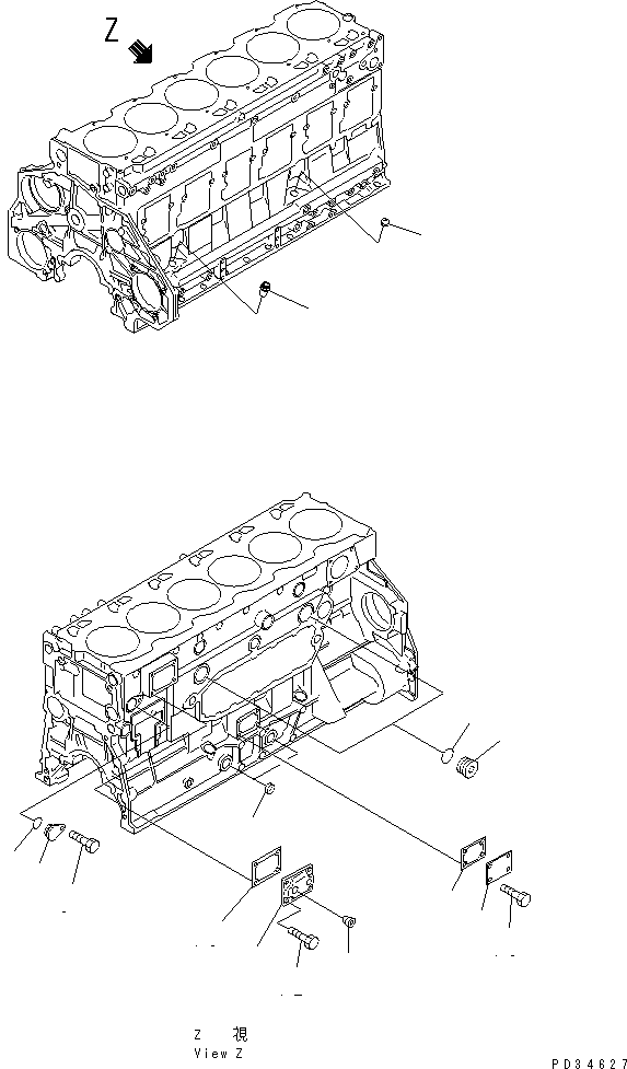 Engines Komatsu / 6D125E-2A-5 S/N 60721-UP(6d125e9r) / CYLINDER BLOCK (2/2)(#61779-76795)(030430 : A2010-B3F3)