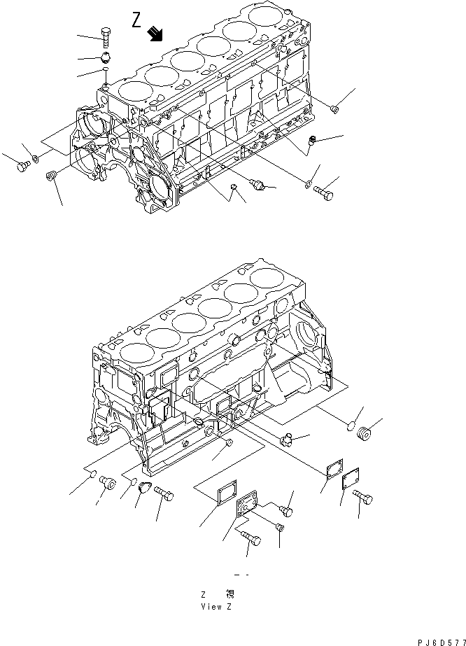 Engines Komatsu / 6D125E-2A-5 S/N 60721-UP(6d125e9r) / CYLINDER BLOCK BLIND COVER AND PLUG (HIGH ALTITUDE SPEC.)(#76886-)(030470 : A2011-A3F2Z)