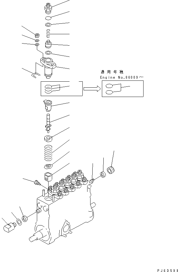 Engines Komatsu / 6D125E-2A-5 S/N 60721-UP(6d125e9r) / FUEL INJECTION PUMP (PUMP) (2/2) (HIGH ALTITUDE SPEC.) (INNER PARTS)(#61779-)(031000 : A4010-C3J6Z)