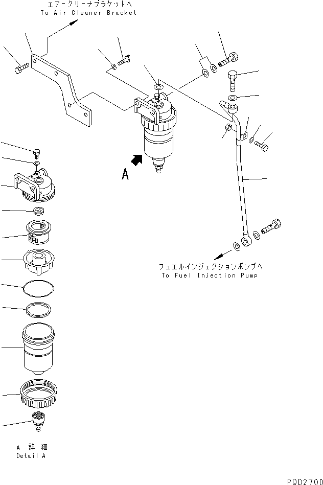 Engines Komatsu / 6D125E-2A-5 S/N 60721-UP(6d125e9r) / WATER SEPARATOR MOUNTING (HIGH ALTITUDE SPEC.)(#61779-)(031280 : A4130-A3A1Z)