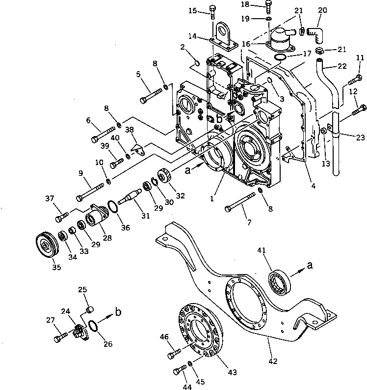 Engines Komatsu / 6D140-1A S/N 11200-UP(6d140-1r) / FRONT COVER AND FRONT SUPPORT(#12804-)(060050 : 0205A)