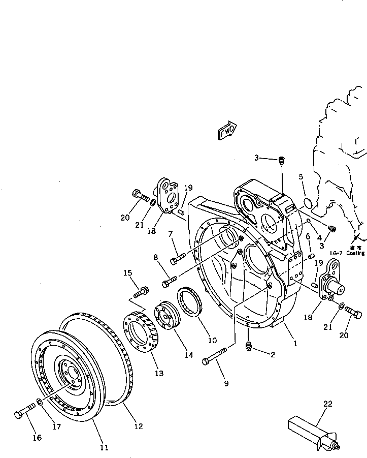 Engines Komatsu / 6D140-1A S/N 11200-UP(6d140-1r) / FLYWHEEL AND FLYWHEEL HOUSING(060090 : 0221)
