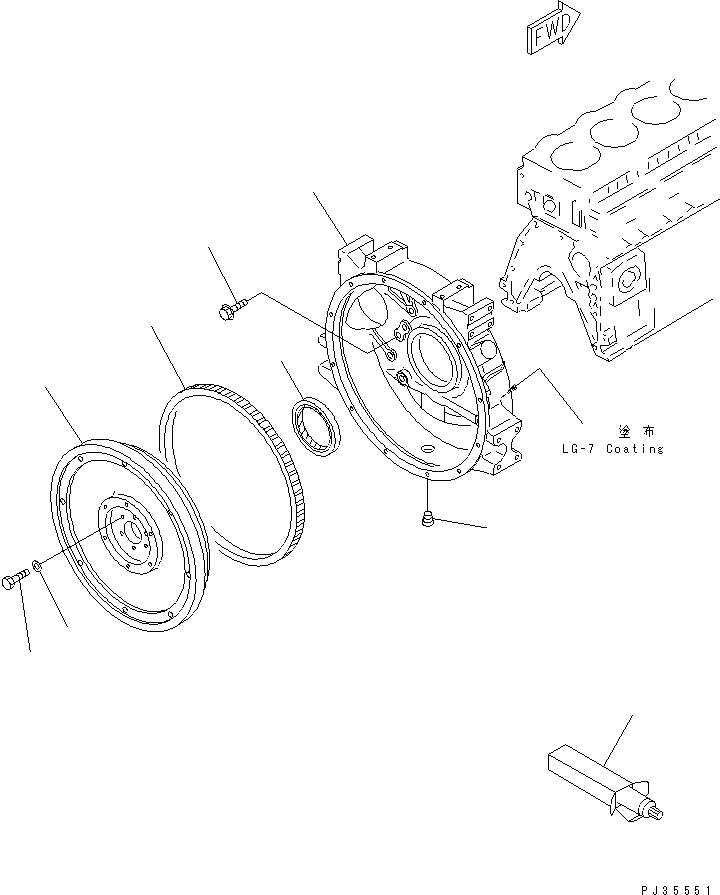Engines Komatsu / 6D95L-1B S/N 10001-UP(6d95l-0r) / FLYWHEEL AND FLYWHEEL HOUSING(#31854-)(060070 : 0221B)