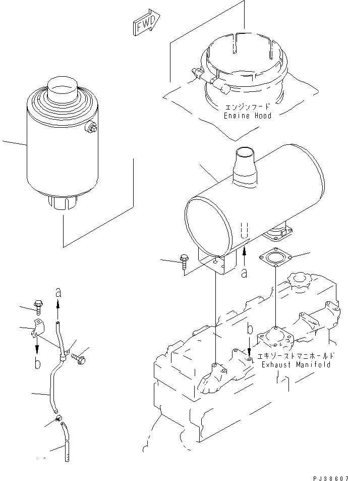 Engines Komatsu / 6D95L-1AC-TR S/N 96999-UP(6d95l-6c) / MUFFLER (WITH SPARK ARRESTER CATALYZER TYPE)(#100413-)(030090 : A1610-A0B1)
