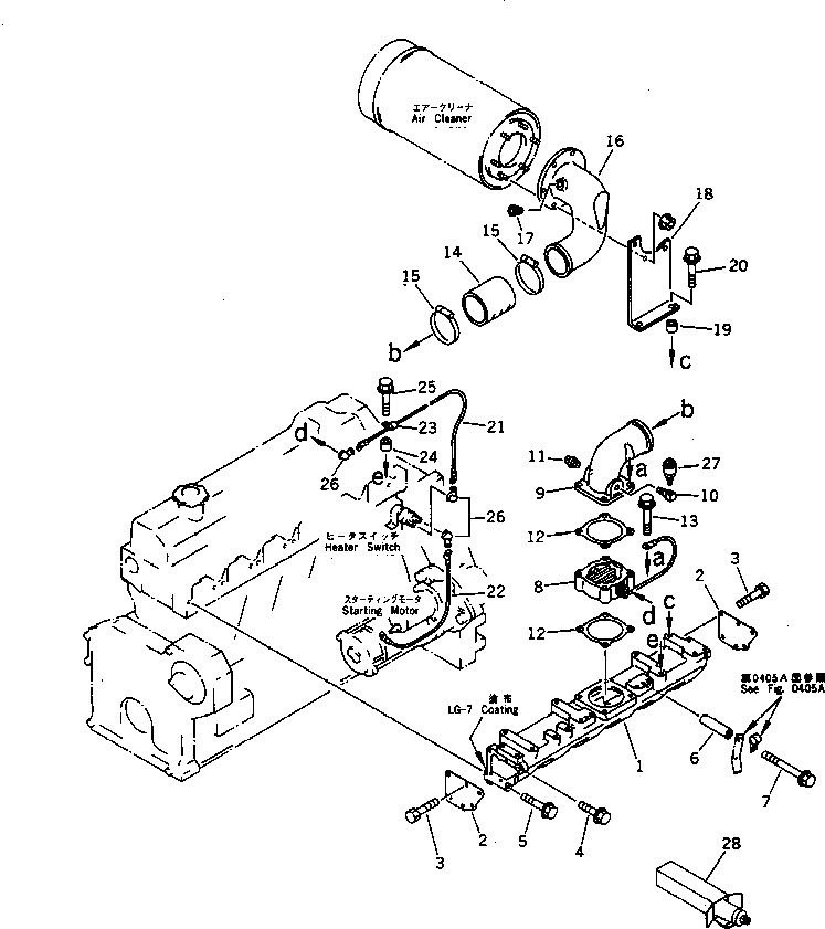 Engines Komatsu / 6D95L-1L-WR S/N 10001-UP(6d95l-6r) / AIR INTAKE MANIFOLD AND CONNECTION(#42162-)(030040 : 0131B)