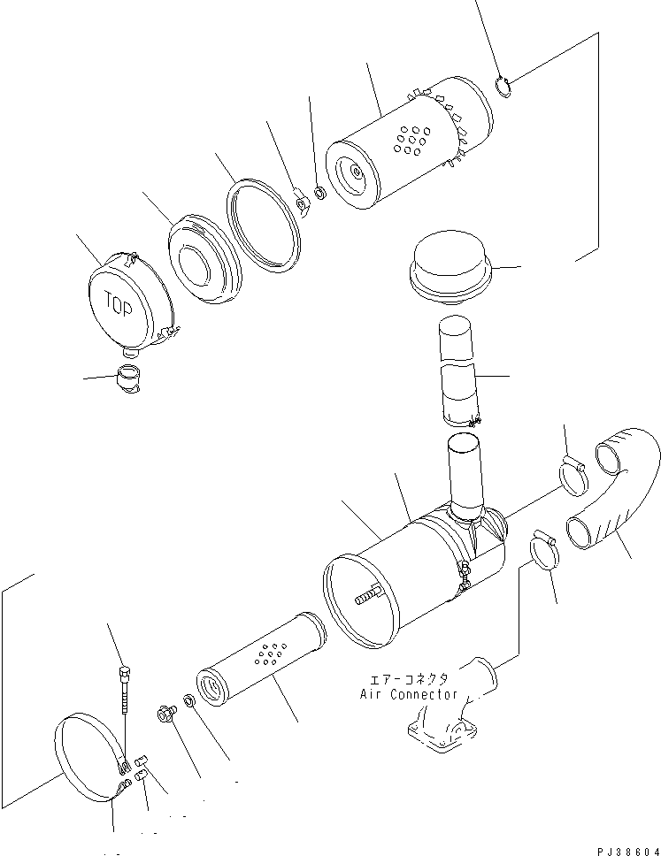 Engines Komatsu / 6D95L-1AD S/N 96999-UP(6d95l-8c) / AIR CLEANER (WITH EXTENSION)(030170 : A1410-A0A9)