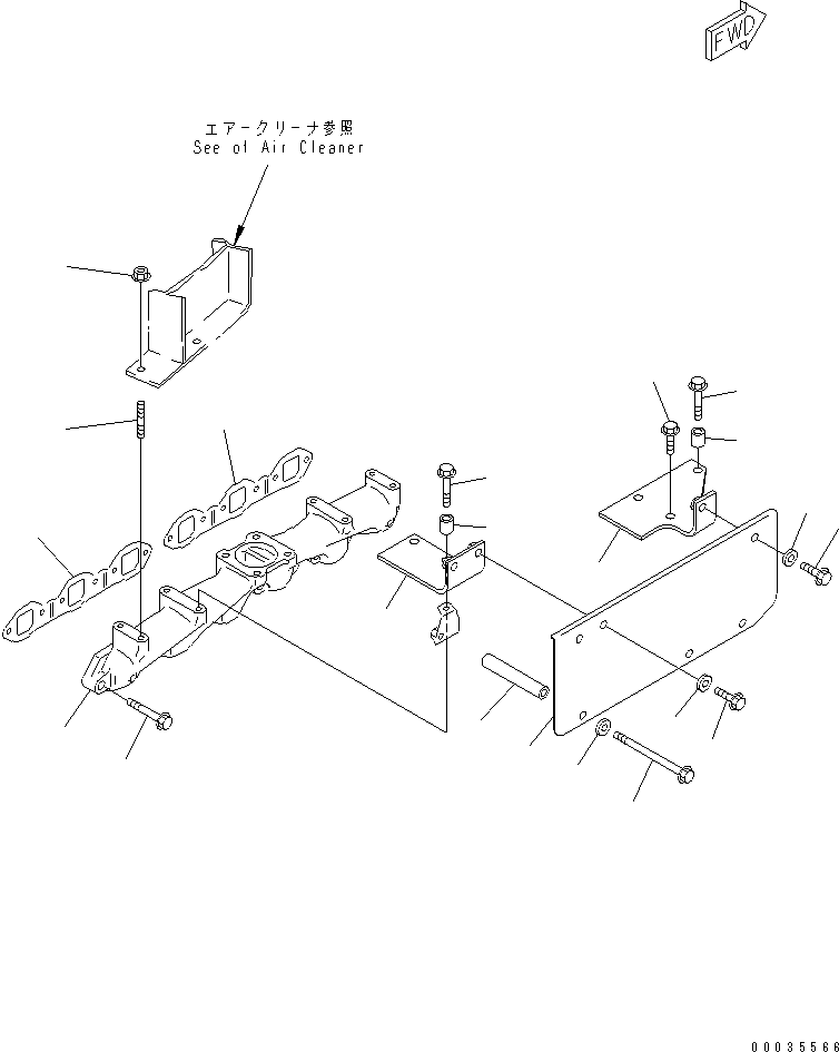 Engines Komatsu / 6D95L-1AD S/N 96999-UP(6d95l-8c) / EXHAUST MANIFOLD (WITH SAFETY COVER)(#147816-)(030210 : A1510-A0E1)