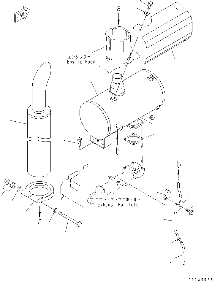 Engines Komatsu / 6D95L-1AD S/N 96999-UP(6d95l-8c) / MUFFLER (NOISE SUPPRESSION SPEC.) (WITH SAFETY COVER)(#147816-)(030270 : A1610-A0M4)