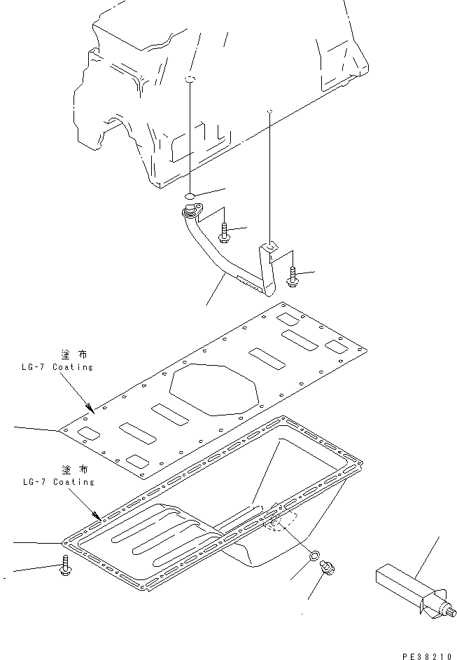 Engines Komatsu / 6D95L-1AD S/N 96999-UP(6d95l-8c) / OIL PAN AND SUCTION TUBE (FOR SAFETY COVER)(#147816-)(030380 : A2110-A0M3)