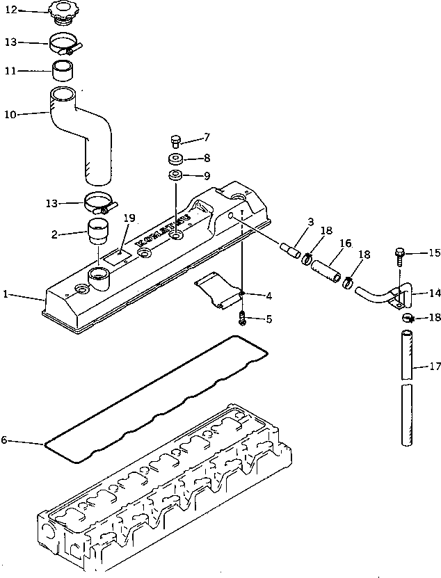 Engines Komatsu / 6D95L-1AA S/N 29222-UP(6d95l-9c) / CYLINDER HEAD COVER (HIGH ALTITUDE SPEC.)(030050 : 0116)