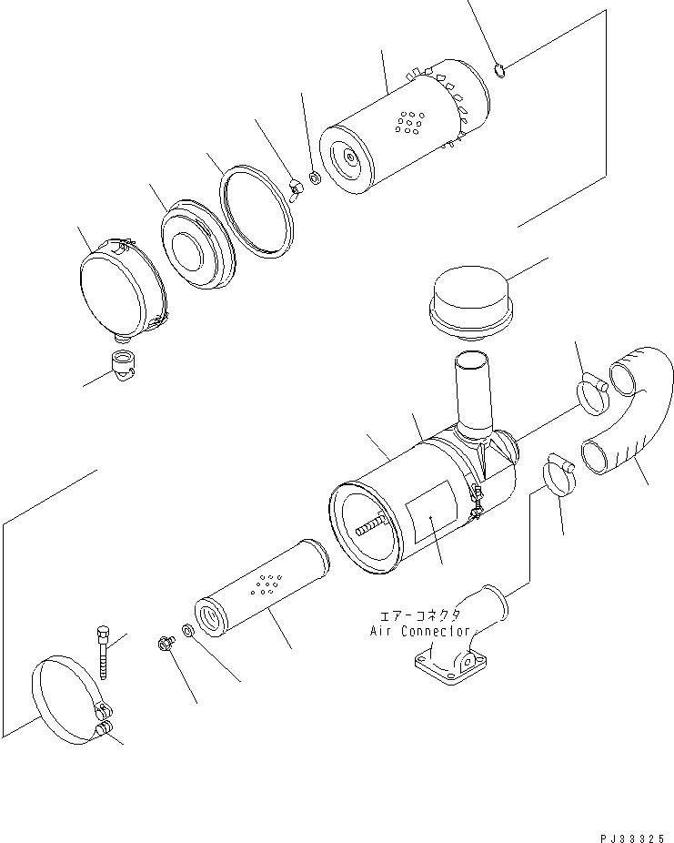 Engines Komatsu / 6D95L-1AA S/N 29222-UP(6d95l-9c) / AIR CLEANER AND CONNECTION(030100 : 0141)