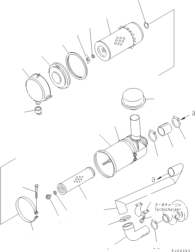 Engines Komatsu / 6D95L-1AA S/N 29222-UP(6d95l-9c) / AIR CLEANER AND CONNECTION (HIGH ALTITUDE SPEC.)(030110 : 0142)