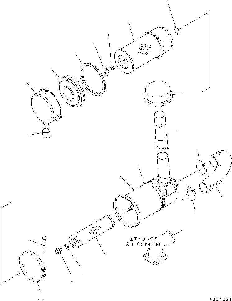 Engines Komatsu / 6D95L-1AA S/N 29222-UP(6d95l-9c) / AIR CLEANER AND CONNECTION (FOR ZIMBABWE)(030120 : 0143)