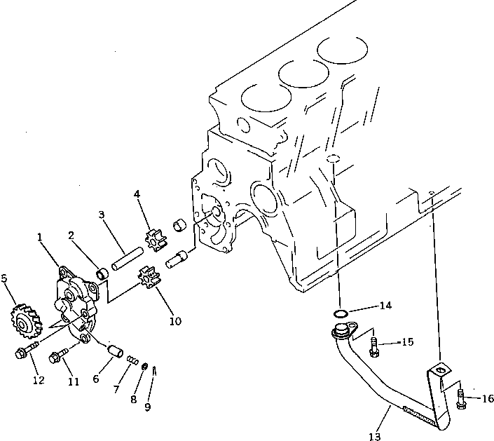 Engines Komatsu / 6D95L-1AA S/N 29222-UP(6d95l-9c) / LUBRICATING OIL PUMP AND SUCTION PIPE (HIGH ALTITUDE SPEC.)(090020 : 0302)