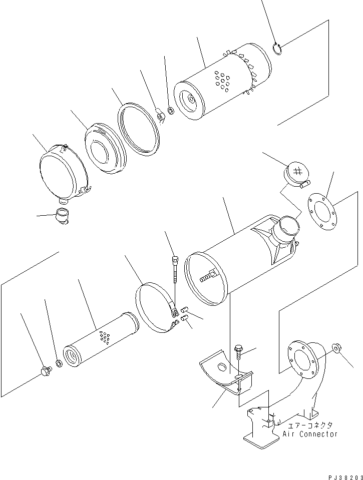 Komatsu parts book diagram for 6D95L-1AC-S S/N 96999-UP: AIR CLEANER