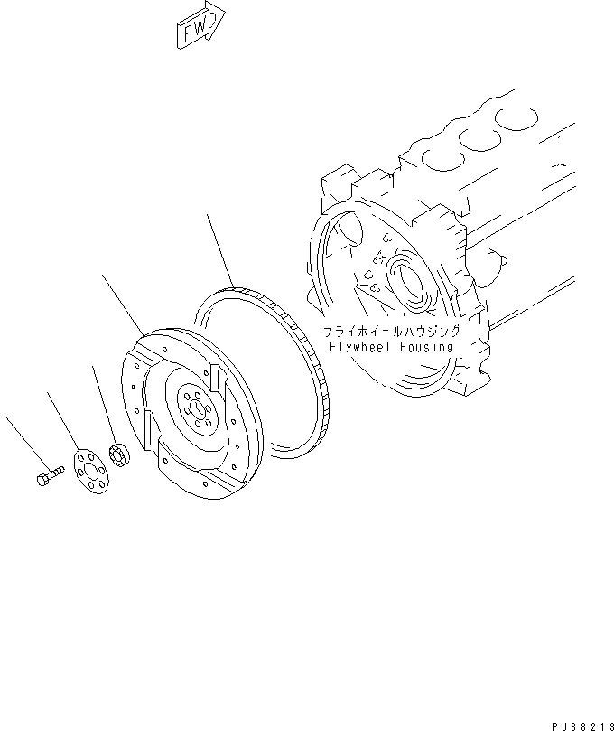 Komatsu parts book diagram for 6D95L-1AC-S S/N 96999-UP: FLYWHEEL