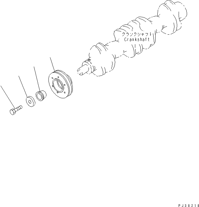 Komatsu parts book diagram for 6D95L-1AC-S S/N 96999-UP: CRANK PULLEY (NON HARDENING PULLEY) (FOR 15A¤ 25A ALTERNATOR)