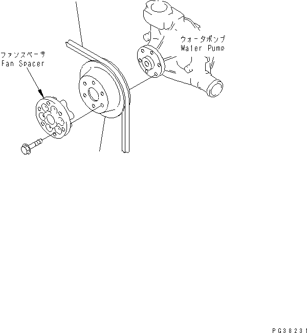 Komatsu parts book diagram for 6D95L-1AC-S S/N 96999-UP: WATER PUMP PULLEY (NON HARDENING PULLEY) (ONE-GROOVE PULLEY)     (FOR 15A ALTERNATOR)