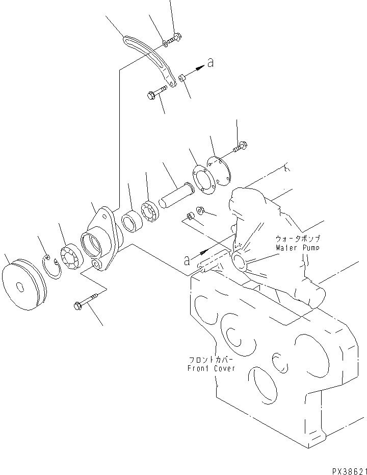 Komatsu parts book diagram for 6D95L-1AC-S S/N 96999-UP: TENSION PULLEY (FOR 13A ALTERNATOR)