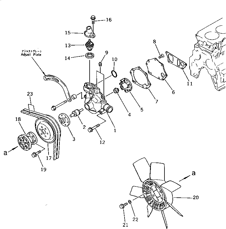 Engines Komatsu / 6D95L-1L S/N 10001-UP(6d95l-ec) / WATER PUMP AND COOLING FAN (HARDENING PULLEY TYPE) (EXCEPT JAPAN)(150020 : 0503)