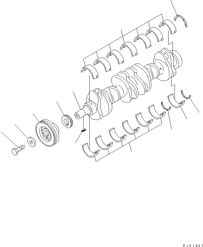 Komatsu parts book diagram for 6D95L-1U S/N 23421-UP: CRANKSHAFT